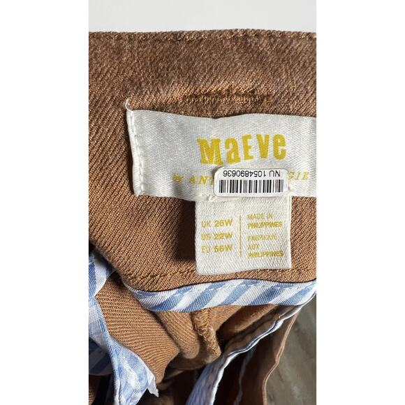 Anthropologie X Maeve Plus Size 22 Naomi Linen Wide Leg Flare Brown Flare Pants - Picture 10 of 13